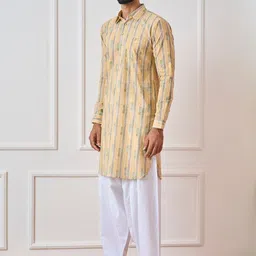 See Designs Chevron Printed Roll-Up Sleeves Pathani Pure Cotton Kurta image 5