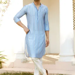 See Designs Sequins & Mirror Work Mandarin Collar Straight Kurta image 3
