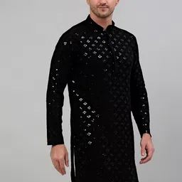 Jompers Embroidered Mandarin Collar Sequins Kurta image 4