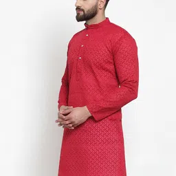 Jompers Mandarin Collar Woven Design Cotton Kurta image 2