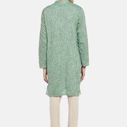 indus route by Pantaloons Men Green  Woven Design Cotton Kurta image 4