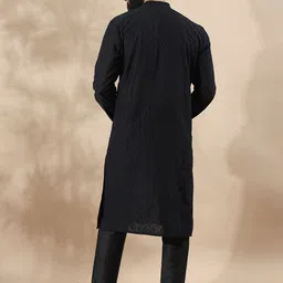 filori studio FILORI Mandarin Collar Thread Work Cotton Straight Kurta image 4