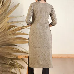 MASSTANI BY INDDUS Geometric Cotton Thread Work Tie-Up Neck A-Line Kurta image 4