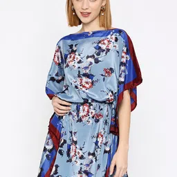 Cloth Haus India Pleated Flared Sleeves Boat Neck Floral Printed Kaftan Kurta image 2