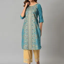 AURELIA Floral Printed Straight Kurta image 2