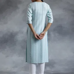 Libas Striped Thread Work Straight Kurta image 5