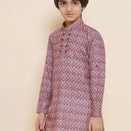 Aj DEZInES Boys Ethnic Motifs Printed Mandarin Collar Roll-Up Sleeves Kurta image 5