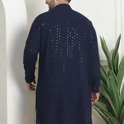 SOJANYA PLUS Geometric Embroidered Sequinned Cotton Straight Kurta image 5