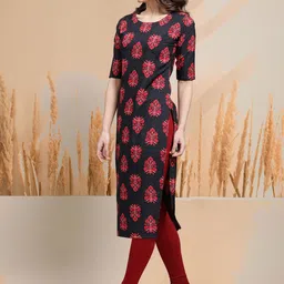 7Threads Women Ethnic Motifs Printed Sequinned Floral Crepe Kurta image 4