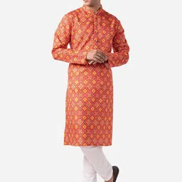 THE KURTA COMPANY Men Ethnic Motifs Printed Straight Kurta image 3