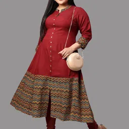 KALINI Geometric Mandarin Collar Thread Work Plus Size Anarkali Kurta image 5