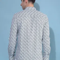 Crimsoune Club Floral Printed Band Collar Pure Cotton Straight Kurta image 4