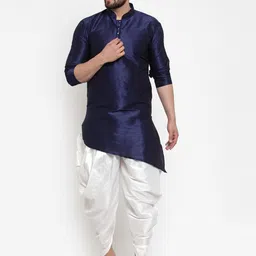 Kaifoo Men Navy Blue Thread Work Kurta image 3
