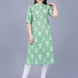 Mintmarie Women Printed Thread Work Asymmetric Kurta image 5