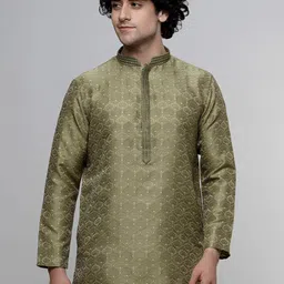 MAAHI FABS Motif Woven Design Mandarin Collar Thread Work Straight Kurta image 5