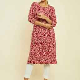 Soch Floral Printed Round Neck Straight Regular Kurta image 3