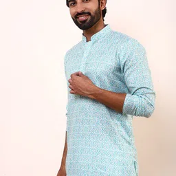 Satwaa Men Geometric Printed Gotta Patti Kurta image 3