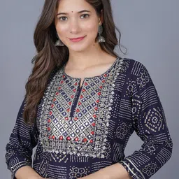 SARAI CREATIONS Zari and Thread Embroidered Bandhani Printed Straight Kurta image 5