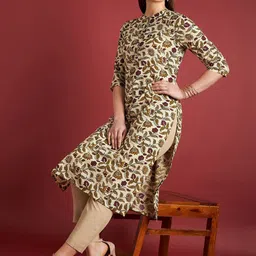 all about you Ethnic Motifs Band Collar Printed Pure Cotton Kurta image 3