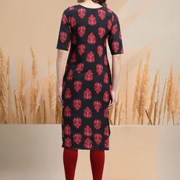 7Threads Women Ethnic Motifs Printed Sequinned Floral Crepe Kurta image 2