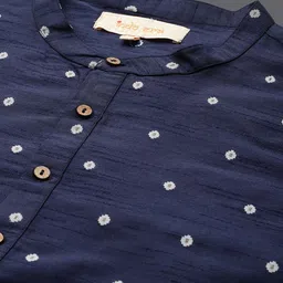 Indo Era Geometric Printed Thread Work Mandarin Collar Straight Kurta image 4