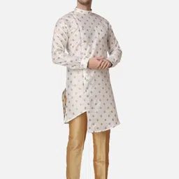 ROYAL KURTA Ethnic Motifs Printed Angrakha Style Summer Sheers Jacquard Silk Kurta image 4
