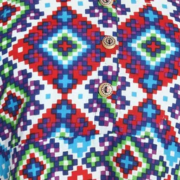 DIVINATION Women White & Red Geometric Printed Asymmetric Hem Kurta image 3