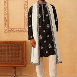 Jompers Floral Embroidered Sequinned Straight Kurta & Pyjamas With Dupatta-picture-21