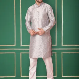 Jompers Embroidered Straight Mirror Work Kurta with Pyjamas-picture-33