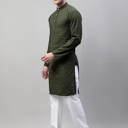 Jompers Ethnic Motifs Embroidered Chikankari Pure Cotton Kurta with Churidar-picture-30