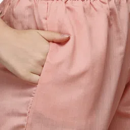 Berrylicious Women Peach Mirror Work Chanderi Cotton Kurta with Trousers & Dupatta image 3