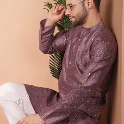 Jompers Geometric Embroidered  Mirror Work Straight  Kurta with Trousers-picture-37