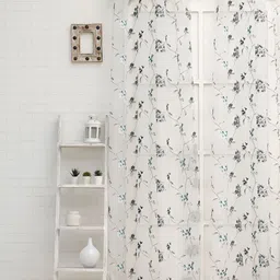 Ariana Blue & Grey Floral Embroidered Eyelet Sheer Door Curtain-image-42