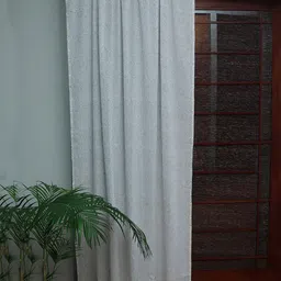 ZEBA Off White Floral Sheer Door Curtain image 1