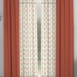 CHHAVI INDIA White & Orange 4 Pieces Floral Sheer Door Curtain-picture-0
