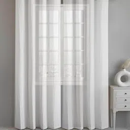 LINENWALAS Happy Sleeping 2 Pcs White Cotton Sheer Door Curtain-picture-20