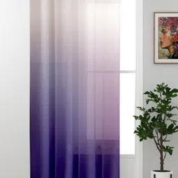HOMADORN Purple & White Sheer Door Curtain-picture-36