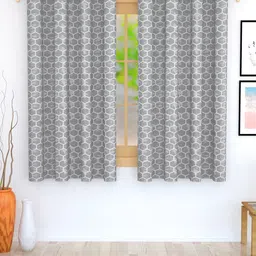 Story@home Set of 2 Grey Geometric Print Room Darkening Window Curtain-image-26