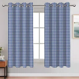 Airwill Blue & White 2 Pcs Geometric Room Darkening Cotton Window Curtains-image-8
