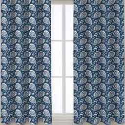 Airwill Blue White 2 Pieces Ethnic Motifs Cotton Room Darkening Window Curtain-picture-21