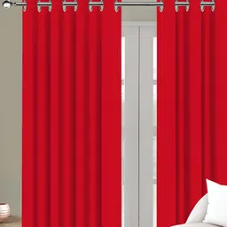 Airwill Orange Coloured 2 Pcs Room Darkening Cotton Door Curtain-picture-21