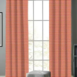 Airwill Orange & White 2Pcs Geometric Room Darkening Door Curtain-picture-27