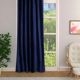 Aura Blue Self Design Room Darkening Door Curtain-picture-36