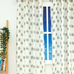 Ariana Grey & White Printed Floral Window Curtain-picture-21