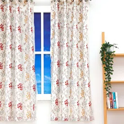 Ariana White & Red Floral Embroidered Window Curtain-picture-37