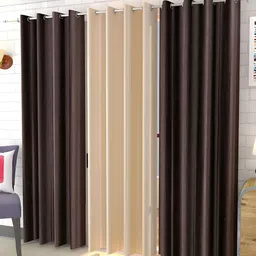 Kraftiq Homes Royal Crush Brown & Beige 3 Pieces Regular Door Curtains-picture-9