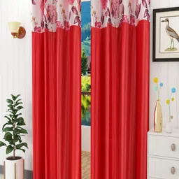 Homefab India Maroon & White Set of 2 Floral Long Door Curtain-picture-34