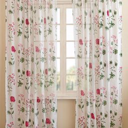 HOMEMONDE Pink & White 2 Pieces Floral Cotton Sheer Long Door Curtains-picture-39