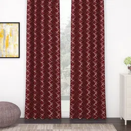 Story@home Maroon & Off White 2 Pieces Black Out Long Door Curtains-image-37