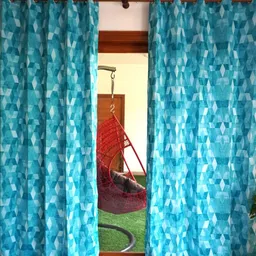 TARA- Sparkling Homes Blue & White Geometric Long Door Curtain-picture-27